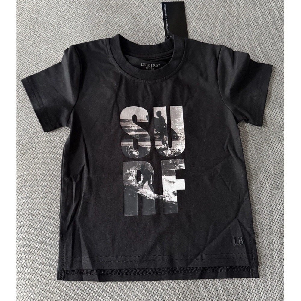 Little Bipsy Surf Tee Black Graphic T-Shirt Toddler 12-18M NWT Boys